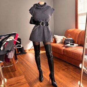 Stylish Gray Sweater Dress